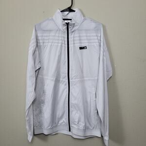 Adidas Sample Mens White Pockets Long Sleeve Full Zip Activewear Jacket Size L